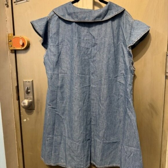 Miss Selfridge denim babydoll shirt mini dress in blue chambray - Picture 14 of 16